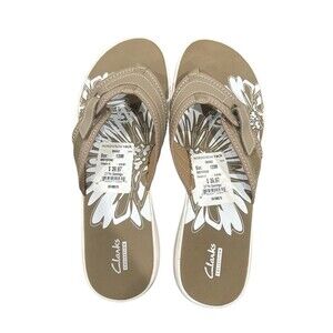 Clarks Cloudsteppers Breeze Mila Summer Flip Flops Greystone Floral Women’s 12